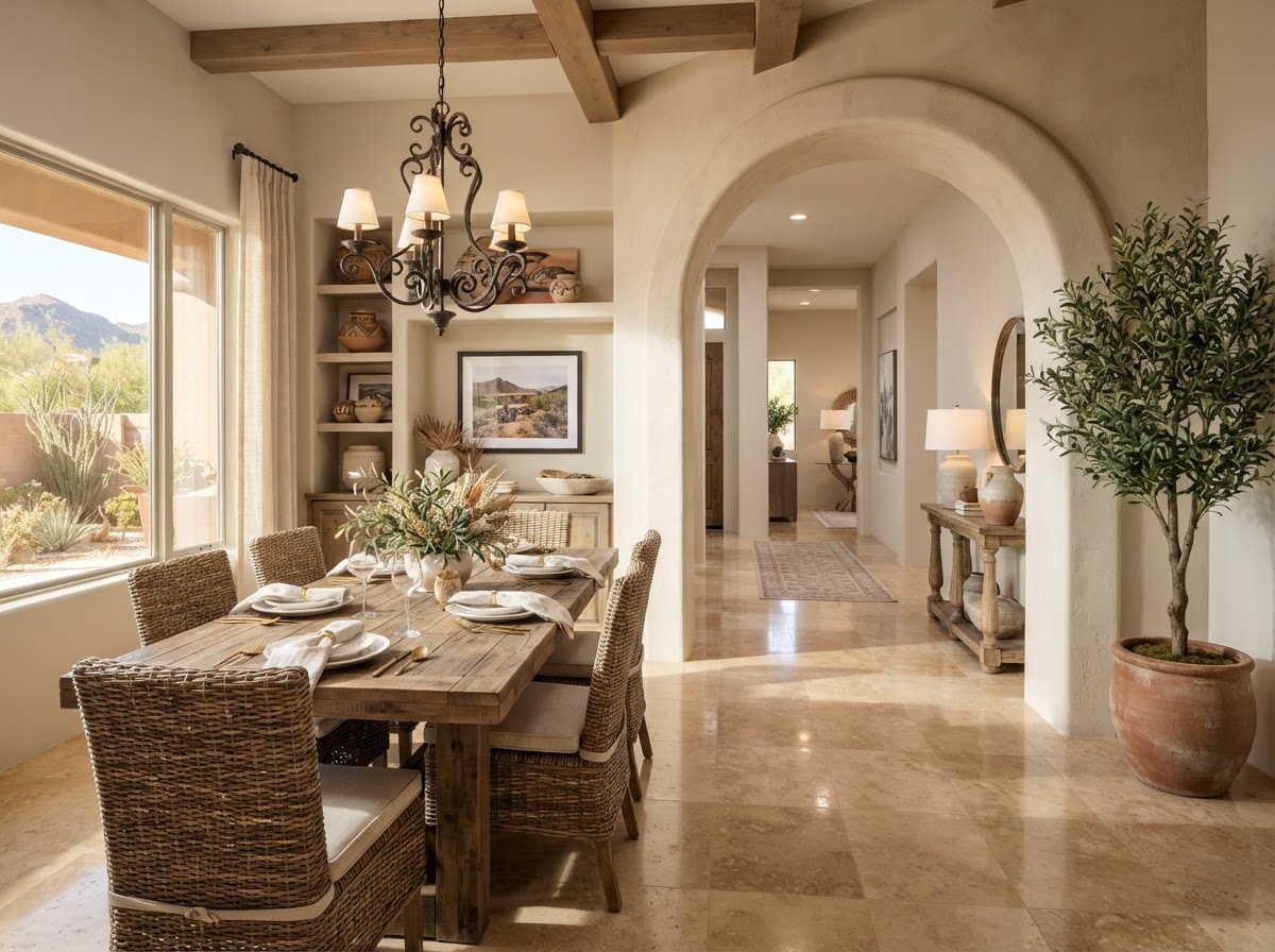 Polished dining area and entryway of a Phoenix home