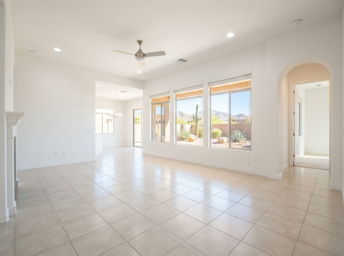 Empty Arizona living room cleaned for move-out